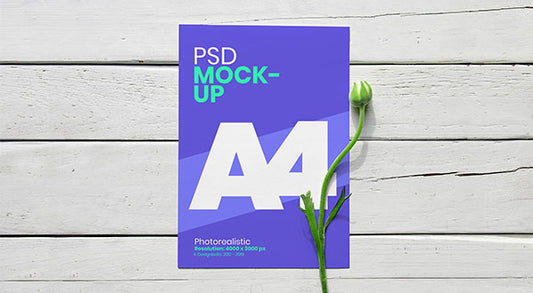 Free A4 Flyer With Flower Mockup Psd