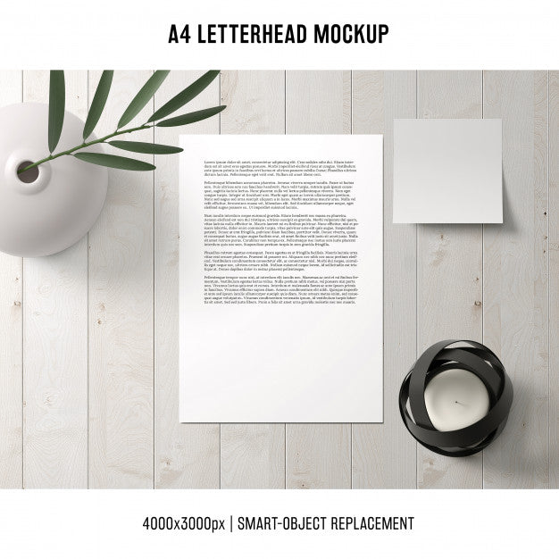 Free A4 Letterhead Mockup On Wooden Table Psd