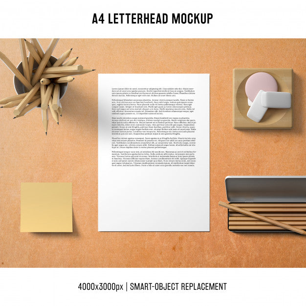 Free A4 Letterhead Mockup With Sticky Note Psd
