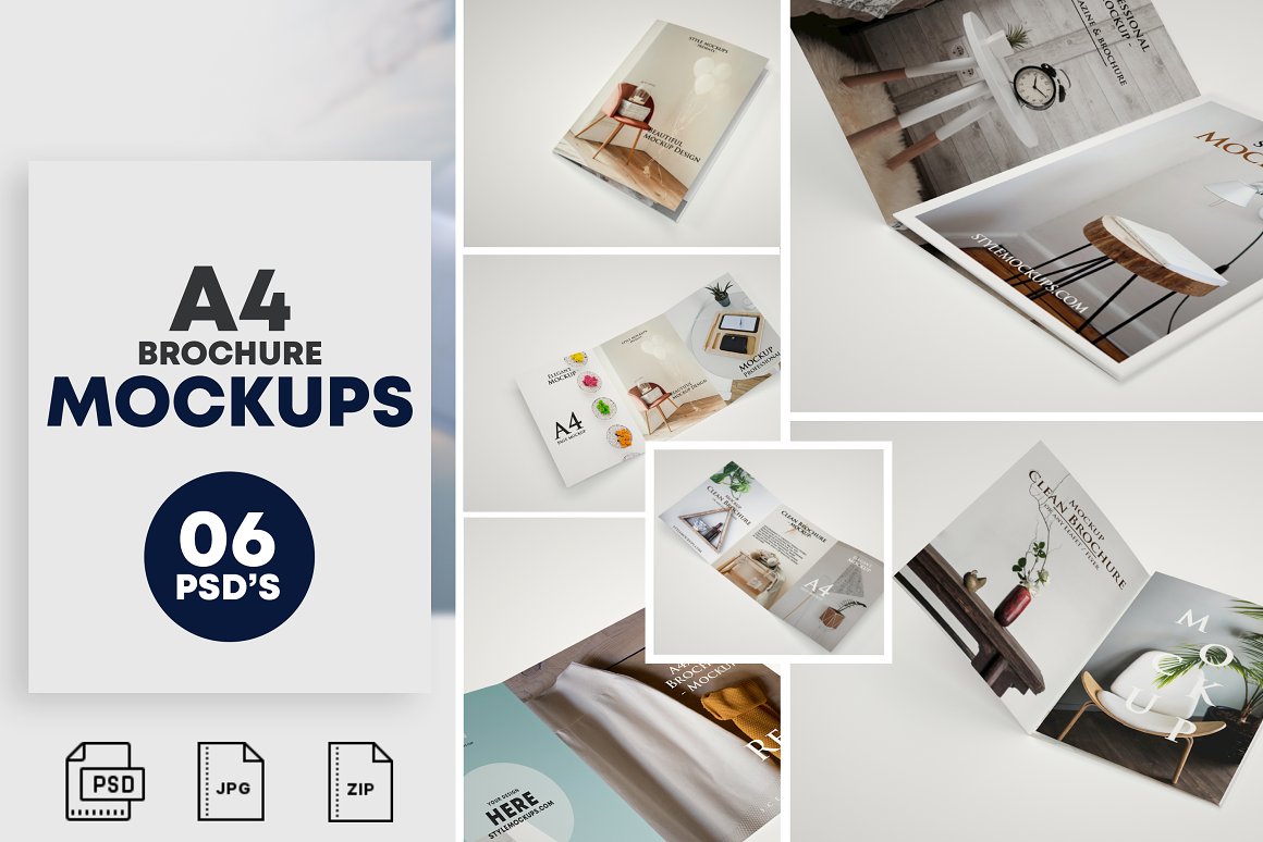 Free A4 Trifold Mockups
