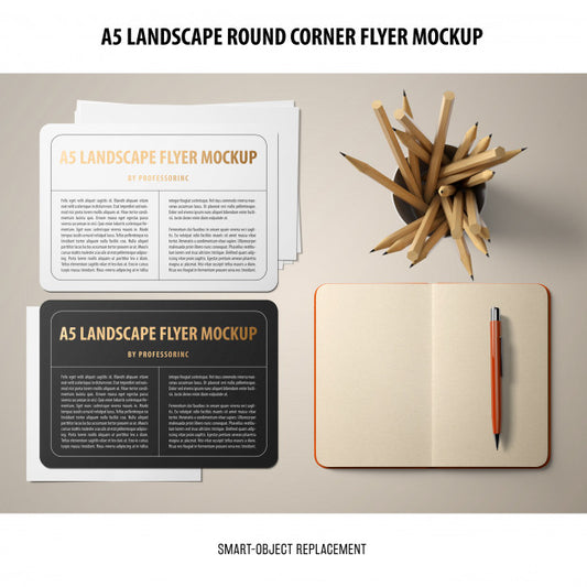 Free A5 Landscape Flyer Mockup Psd