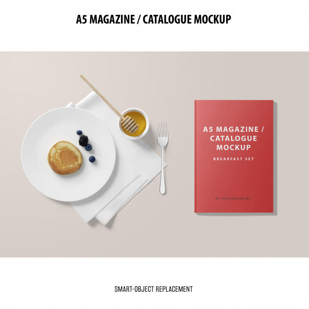 Free A5 Magazine Catalogue Mockup Psd