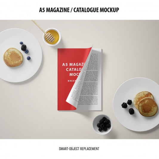Free A5 Magazine Cover Catalogue Mockup Psd