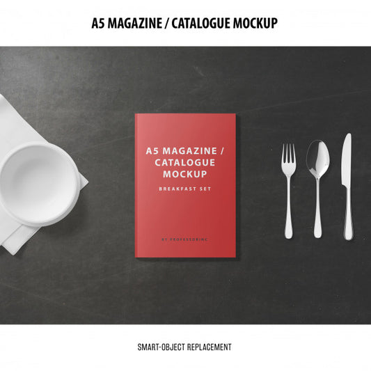 Free A5 Magazine Cover Catalogue Mockup Psd