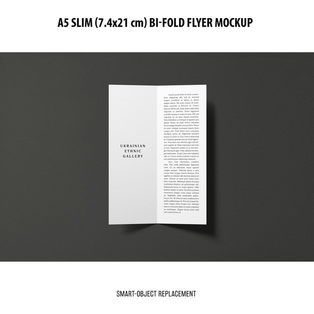 Free A5 Slim Bi-Fold Flyer Mockup Psd