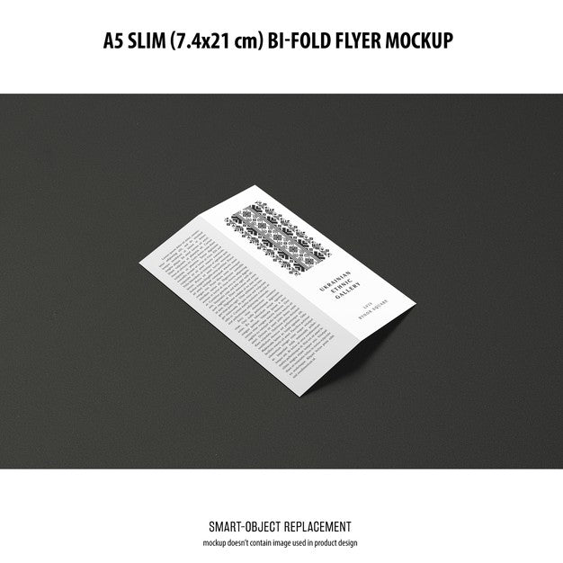 Free A5 Slim Bi-Fold Flyer Mockup Psd