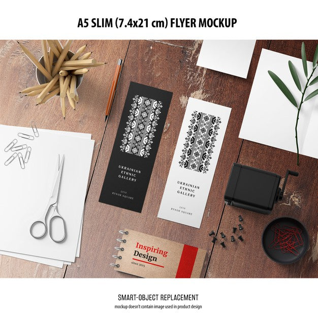 Free A5 Slim Flyer Mockup Psd