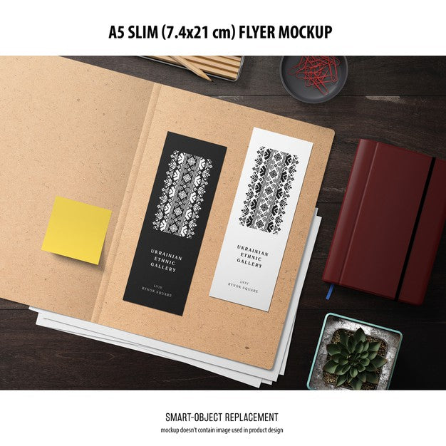 Free A5 Slim Flyer Mockup Psd