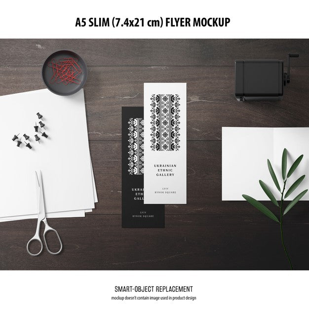 Free A5 Slim Flyer Mockup Psd