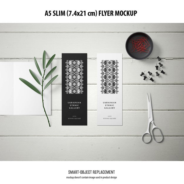 Free A5 Slim Flyer Mockup Psd