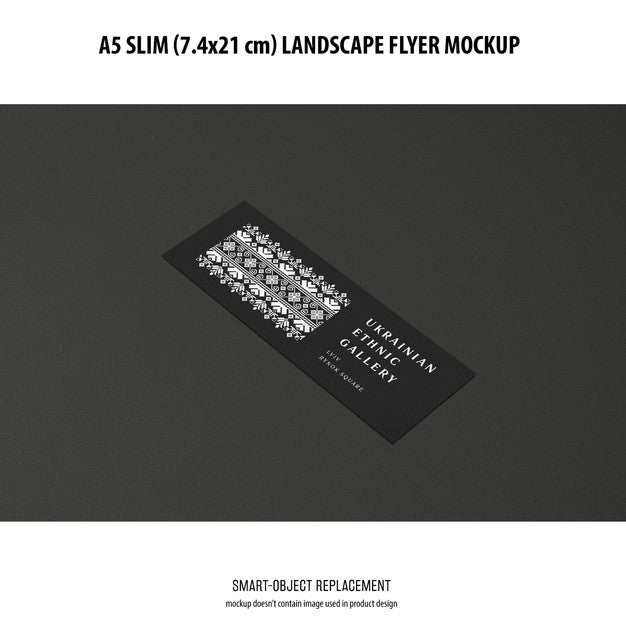 Free A5 Slim Landscape Flyer Mockup Psd