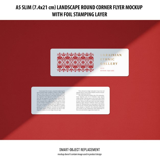 Free A5 Slim Landscape Flyer Mockup Psd