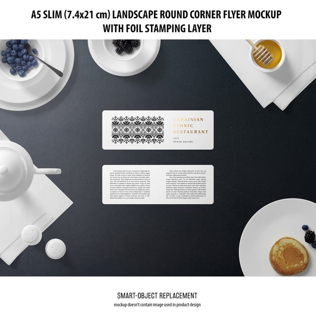 Free A5 Slim Landscape Flyer Mockup Psd