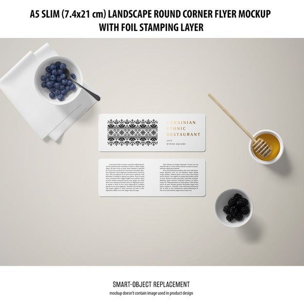 Free A5 Slim Landscape Flyer Mockup Psd