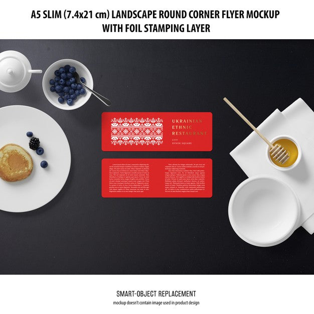 Free A5 Slim Landscape Flyer Mockup Psd