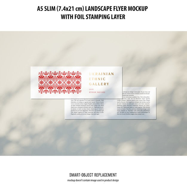 Free A5 Slim Landscape Flyer Mockup Psd