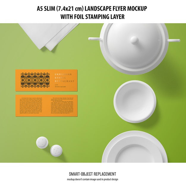 Free A5 Slim Landscape Flyer Mockup Psd