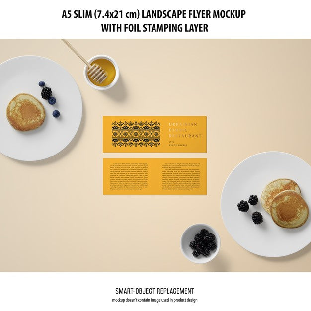 Free A5 Slim Landscape Flyer Mockup Psd