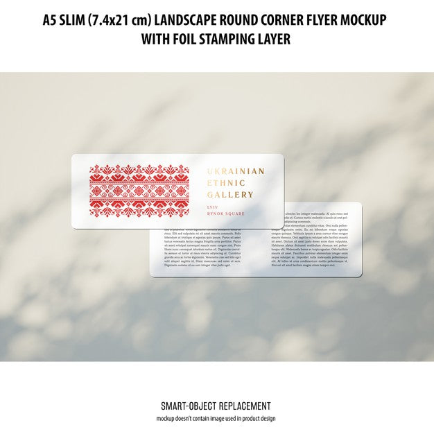 Free A5 Slim Landscape Flyer Mockup Psd