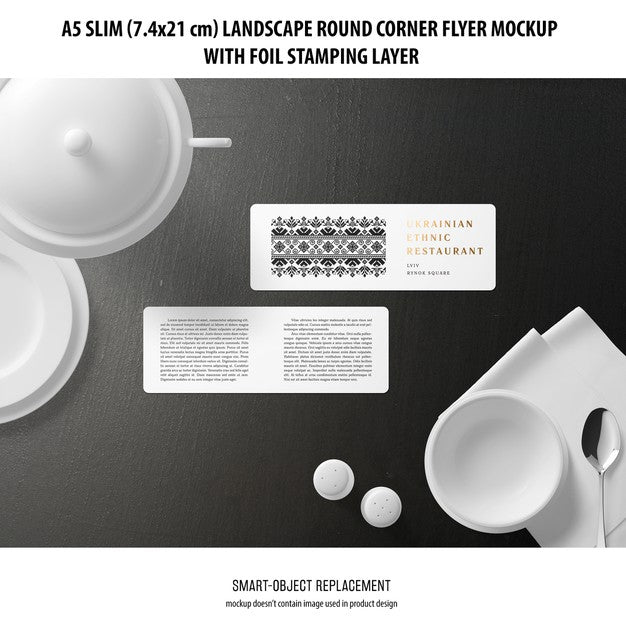 Free A5 Slim Landscape Flyer Mockup Psd