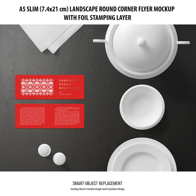 Free A5 Slim Landscape Flyer Mockup Psd