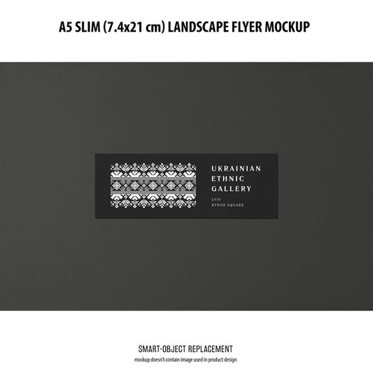 Free A5 Slim Landscape Flyer Mockup Psd
