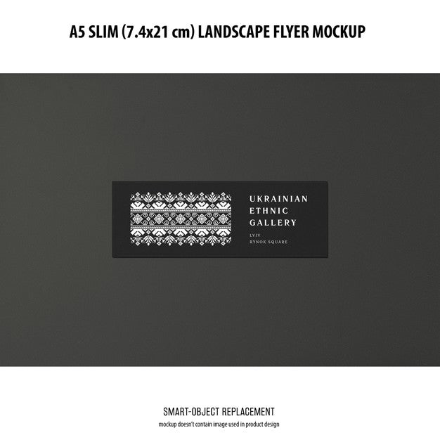 Free A5 Slim Landscape Flyer Mockup Psd