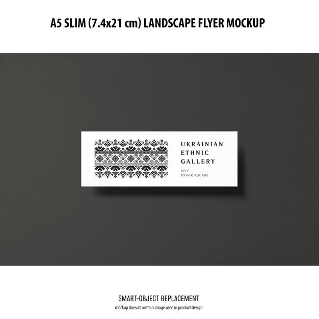 Free A5 Slim Landscape Flyer Mockup Psd