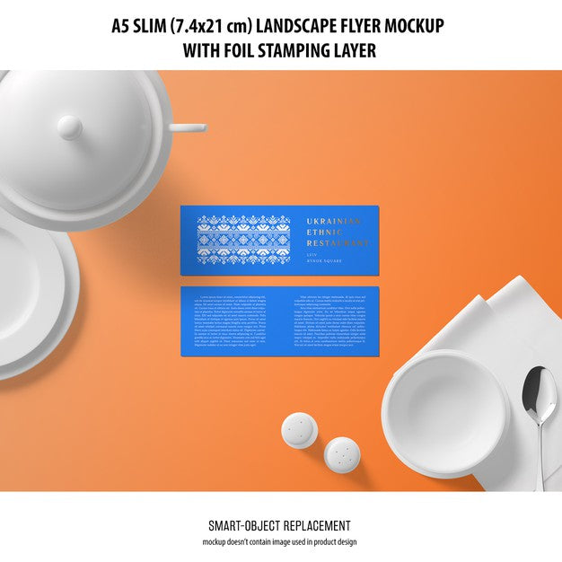 Free A5 Slim Landscape Flyer Mockup Psd