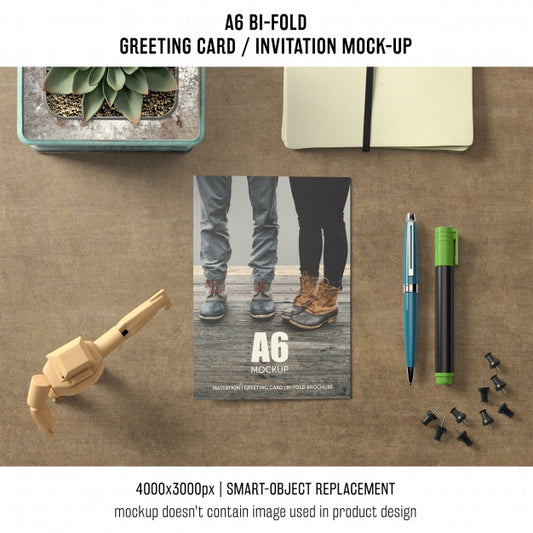 Free A6 Bi-Fold Greeting Card Design Psd