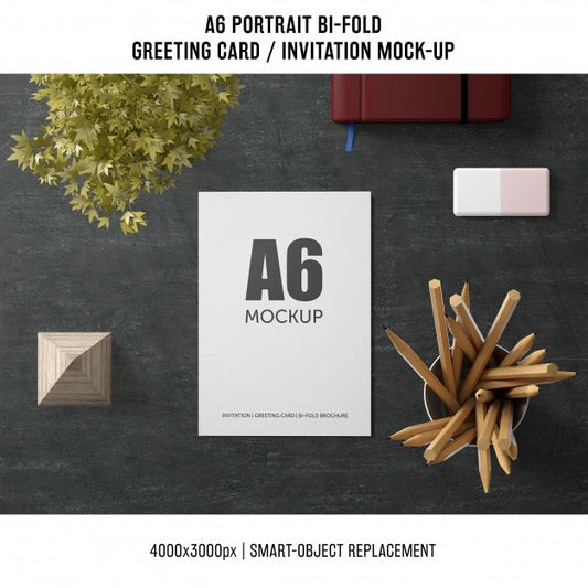Free A6 Bi-fold Greeting Card Mockup