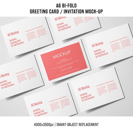 Free A6 Bi-Fold Greeting Card Mockups Psd
