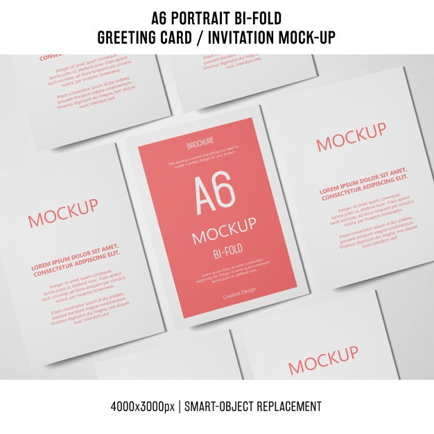 Free A6 Bi-Fold Invitation Card Mockup Psd