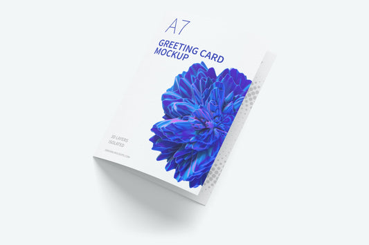 Free A7 Greeting Card Mockup, Closed, Left View