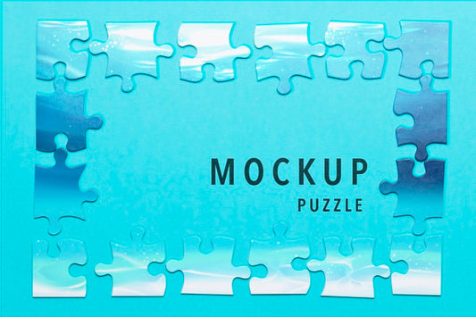 Free Above View Arrangement With Piece Of Puzzle Mock-Up Psd