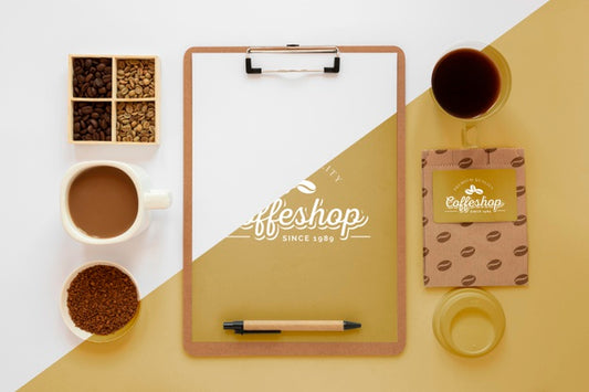 Free Above View Coffee Branding Concept Psd