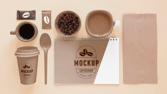 Free Above View Coffee Branding Elements Psd