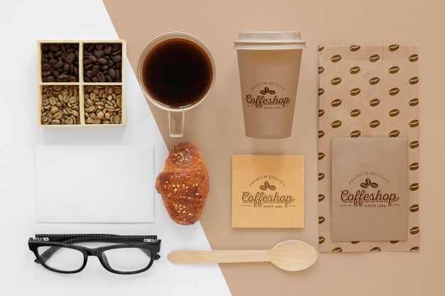 Free Above View Coffee Branding Items Psd
