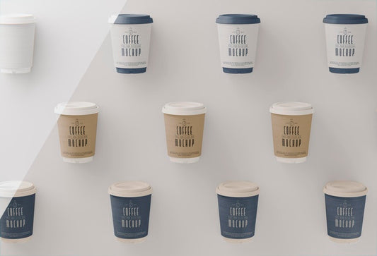 Free Above View Coffee Cups Arrangement Psd