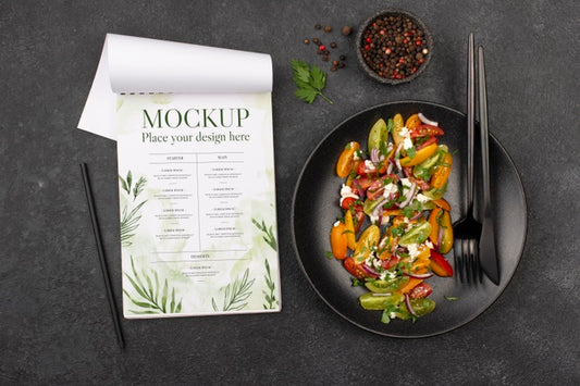 Free Above View Delicious Healthy Salad Mock-Up Psd
