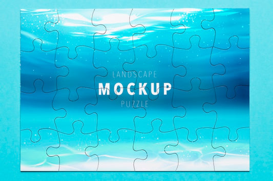 Free Above View Ocean Puzzle Mock-Up Psd