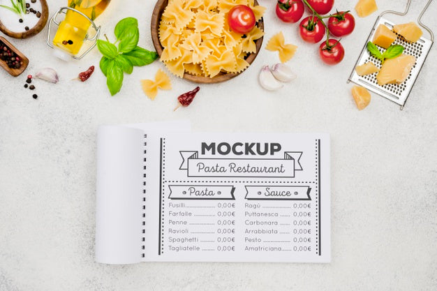 Free Above View Pasta Restaurant Mock-Up Psd