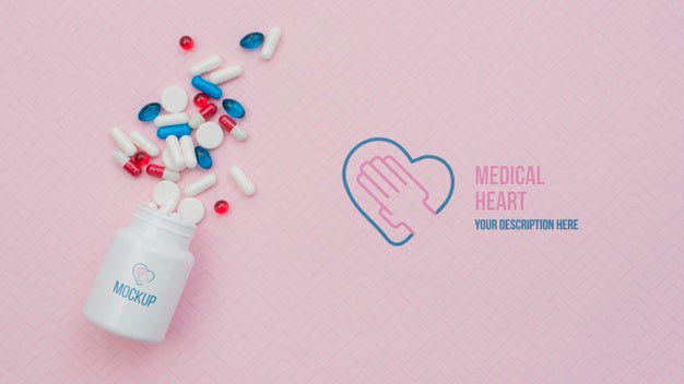 Free Above View Pills With Pink Background Psd