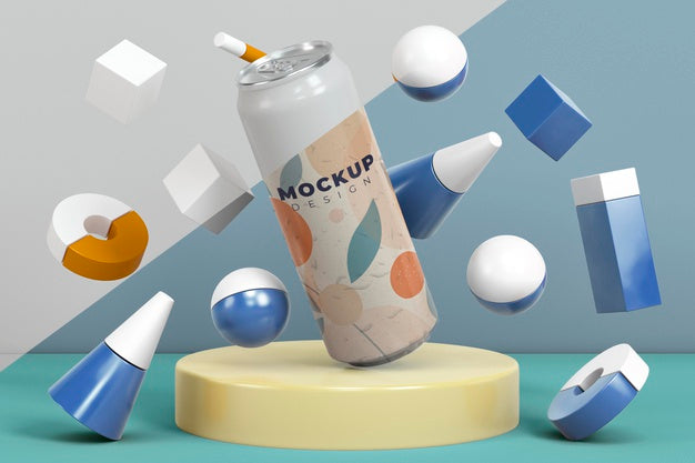 Free Abstract Can Packaging Concept Mock-Up Psd