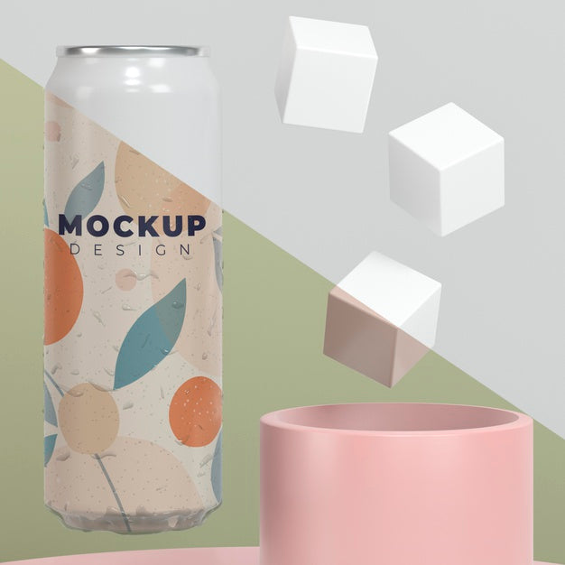 Free Abstract Can Packaging Mock-Up Psd