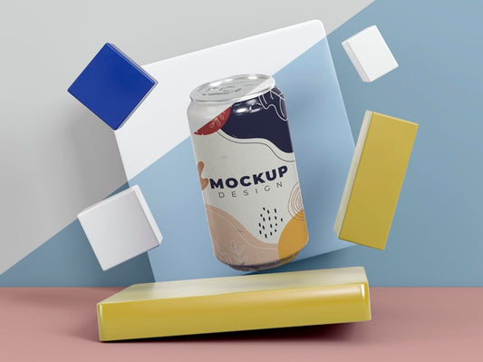 Free Abstract Can Packaging Mock-Up Psd