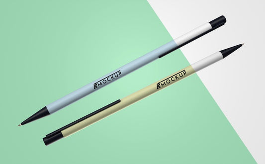 Free Abstract Mock-Up Merchandise With Bunch Of Pens Psd