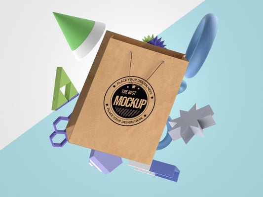 Free Abstract Mock-Up Paper Bag Merchandise Psd