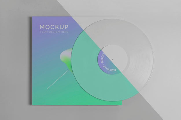 Free Abstract Retro Vinyl Disk With Packaging Mock-Up Psd