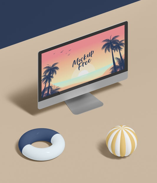 Free Abstract Summer Concept With Computer Psd